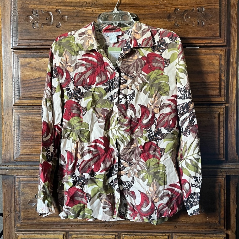 Anna And Frank 100% Silk Leaf Pattern Shirt